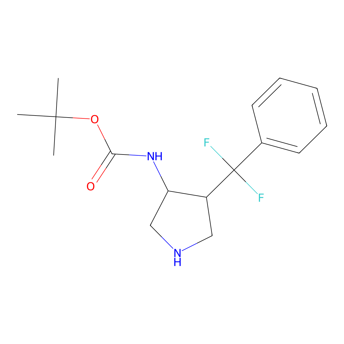tert-butyl N-{4-[difluoro(phenyl)methyl]pyrrolidin-3-yl}carbamate molecular structure, CAS 2770557-40-7