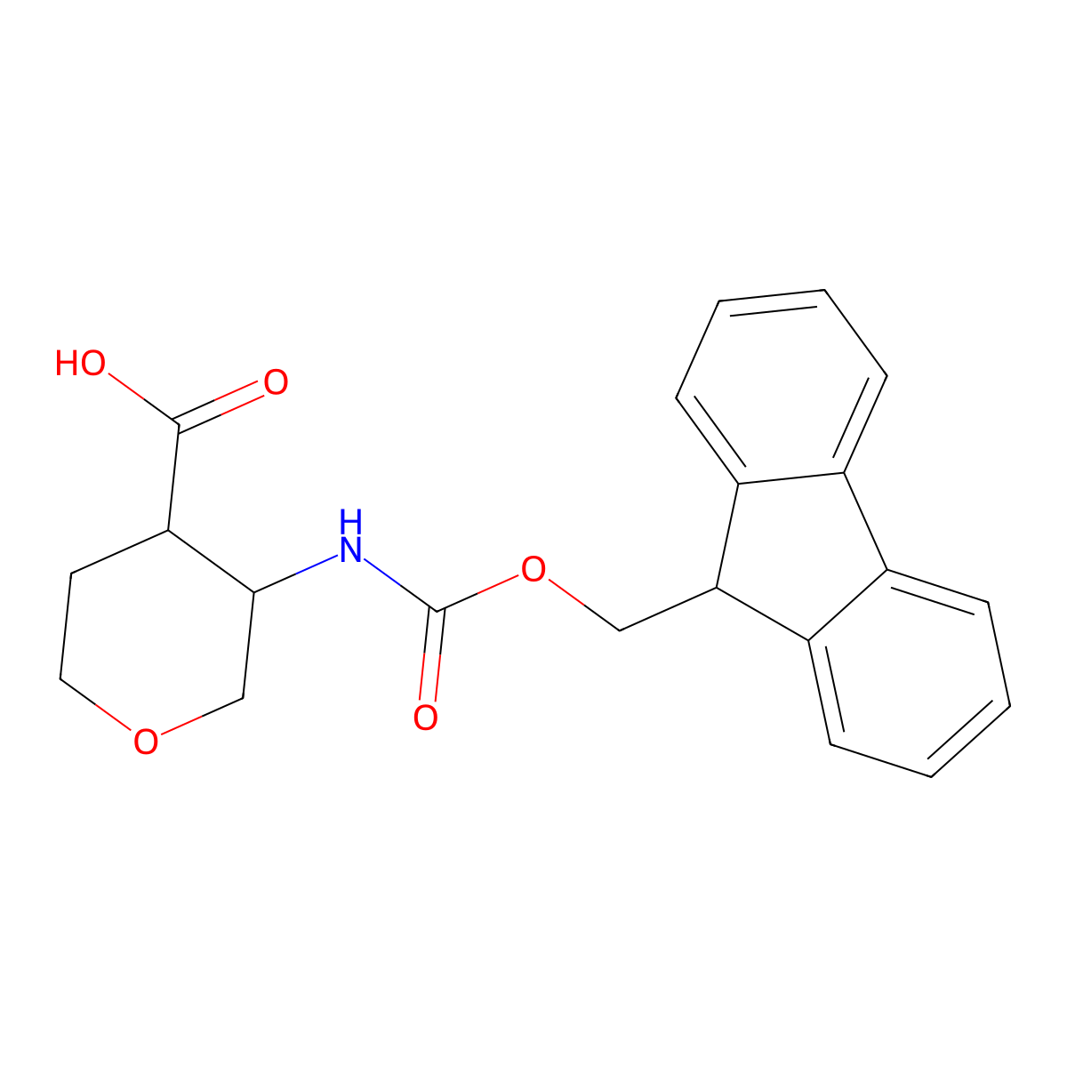 3-({[(9H-fluoren-9-yl)methoxy]carbonyl}amino)oxane-4-carboxylic acid molecular structure, CAS 2770557-46-3