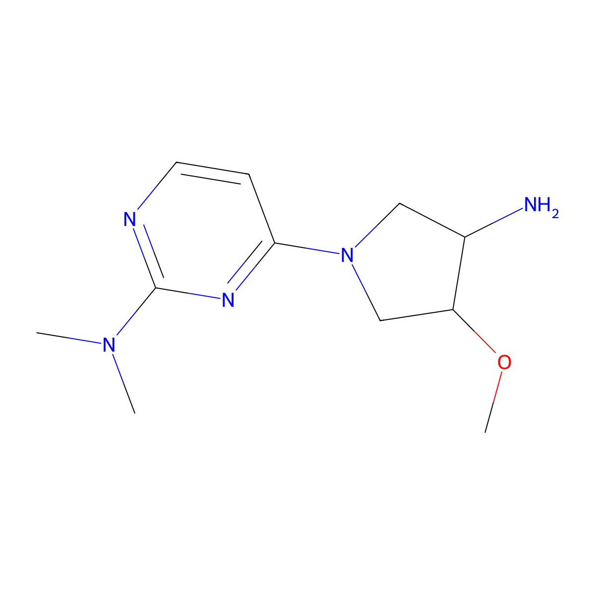 4-(3-amino-4-methoxypyrrolidin-1-yl)-N,N-dimethylpyrimidin-2-amine molecular structure, CAS 2770557-48-5