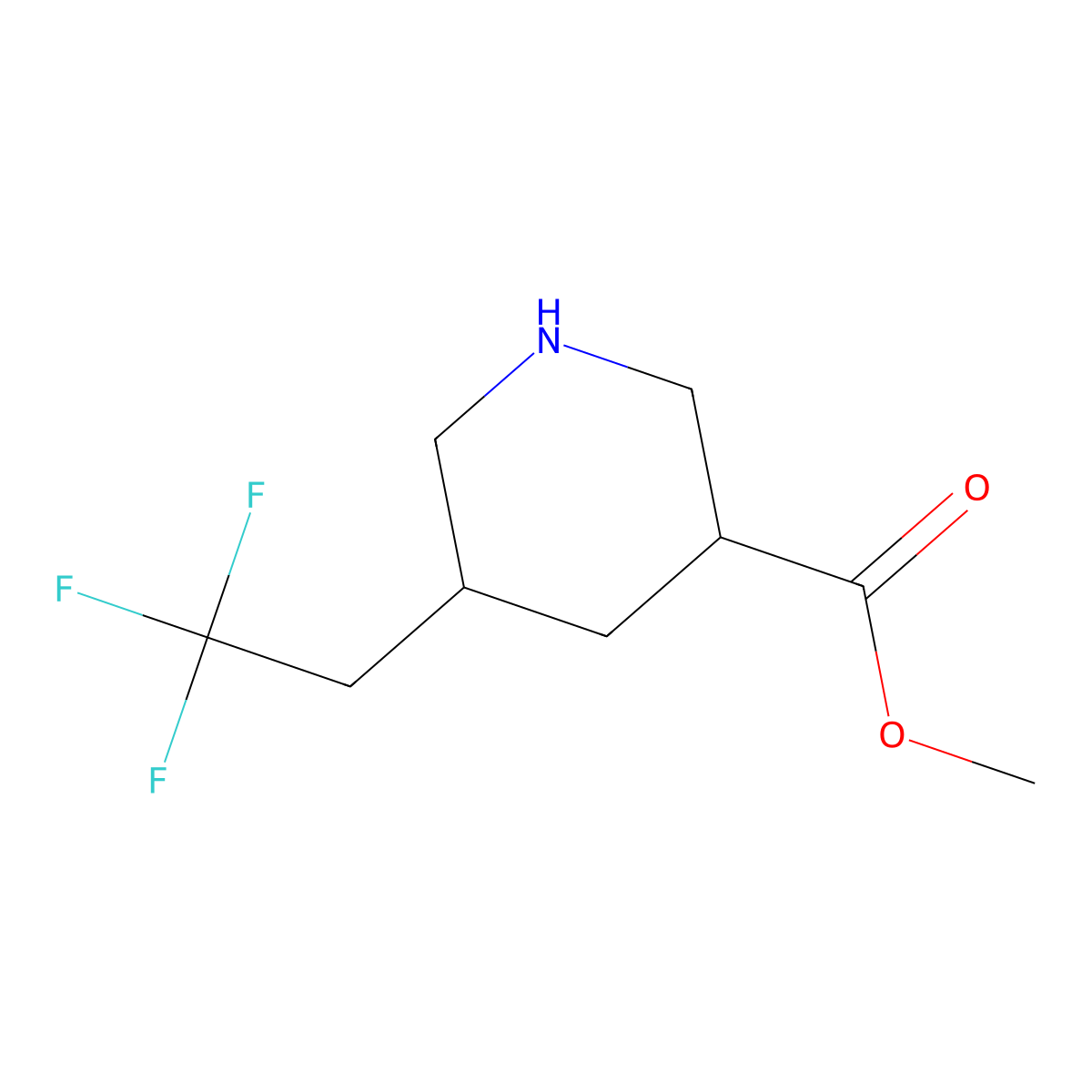 Methyl 5-(2,2,2-trifluoroethyl)piperidine-3-carboxylate molecular structure, CAS 2770557-52-1