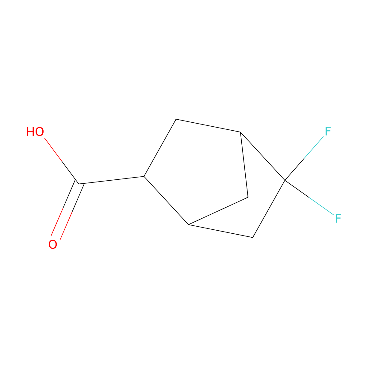 5,5-Difluorobicyclo[2.2.1]heptane-2-carboxylic acid molecular structure, CAS 2770557-82-7