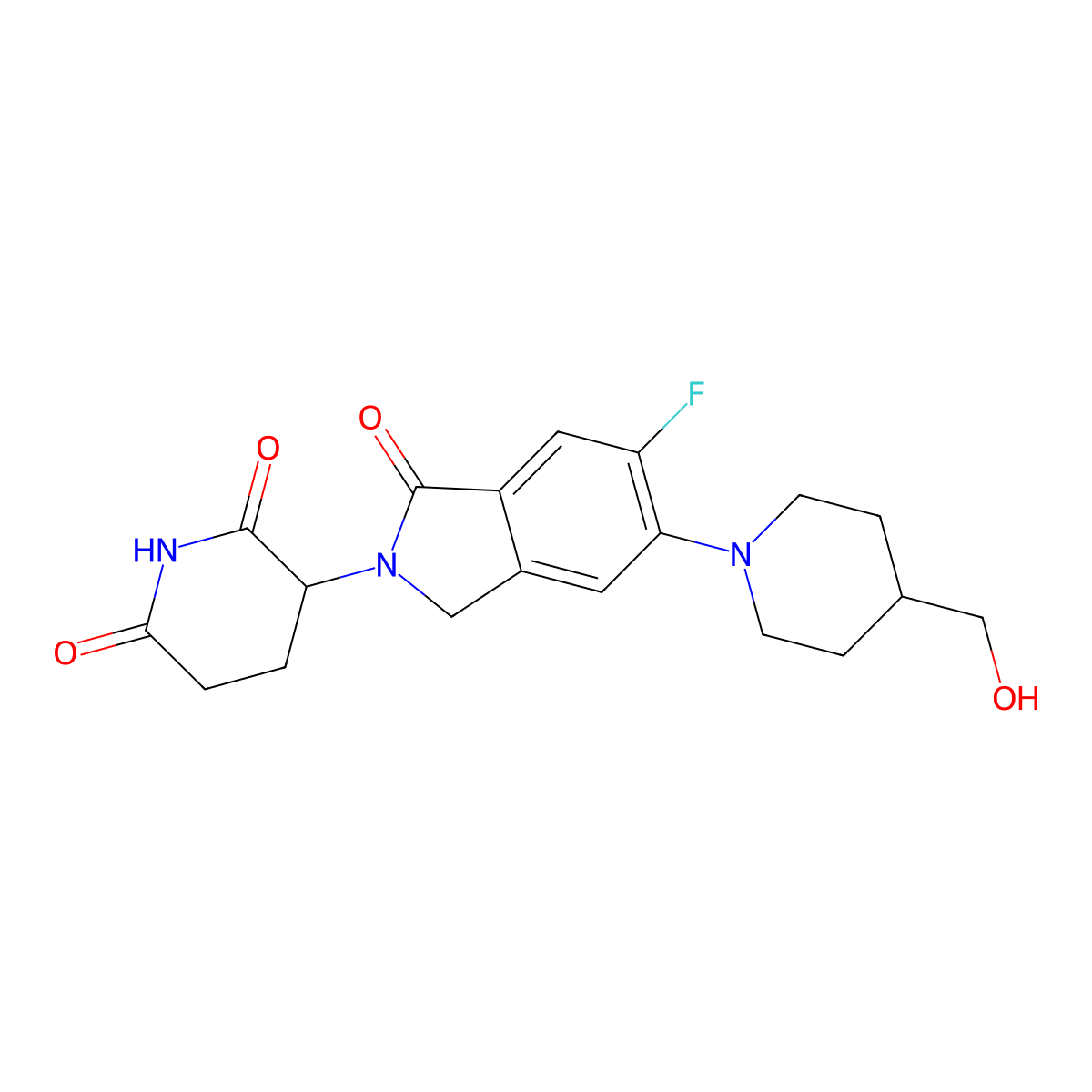 3-[5-fluoro-6-[4-(hydroxymethyl)piperidin-1-yl]-3-oxo-1H-isoindol-2-yl]piperidine-2,6-dione molecular structure, CAS 2770574-29-1