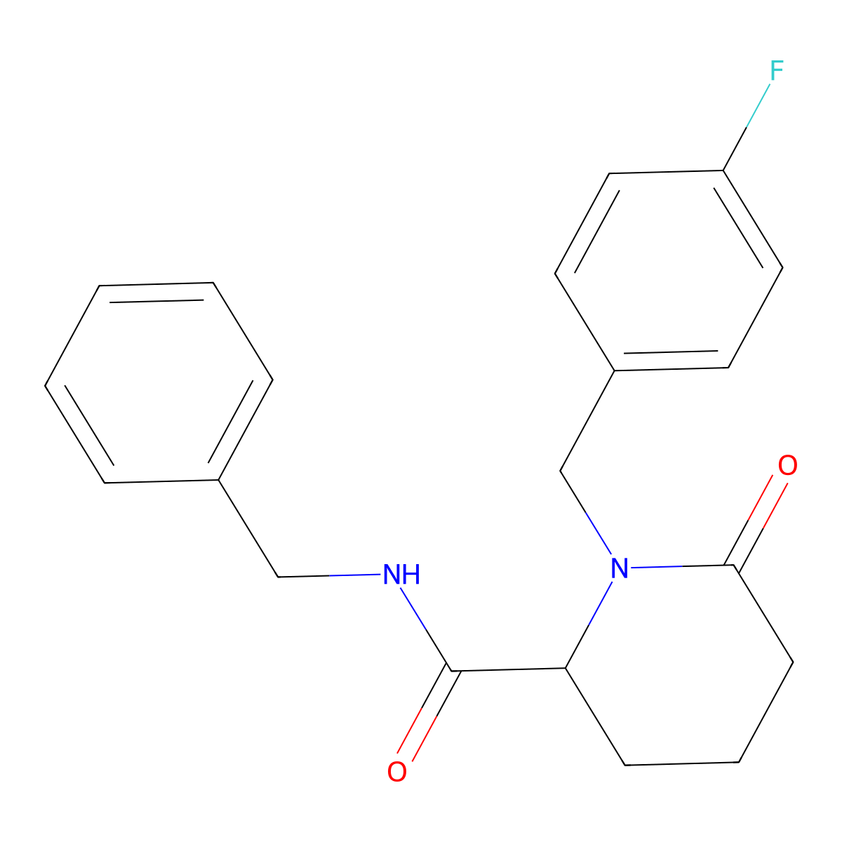 N-benzyl-1-[(4-fluorophenyl)methyl]-6-oxopiperidine-2-carboxamide molecular structure, CAS 2770579-55-8