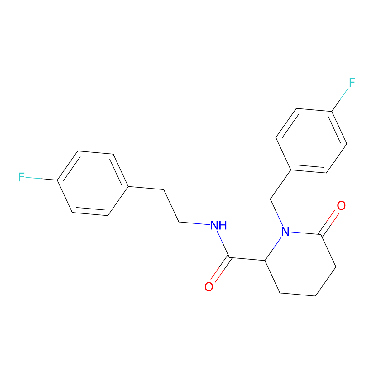 N-[2-(4-fluorophenyl)ethyl]-1-[(4-fluorophenyl)methyl]-6-oxopiperidine-2-carboxamide molecular structure, CAS 2770579-62-7