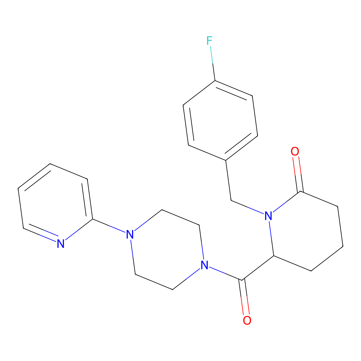 1-[(4-Fluorophenyl)methyl]-6-[4-(pyridin-2-yl)piperazine-1-carbonyl]piperidin-2-one molecular structure, CAS 2770579-64-9