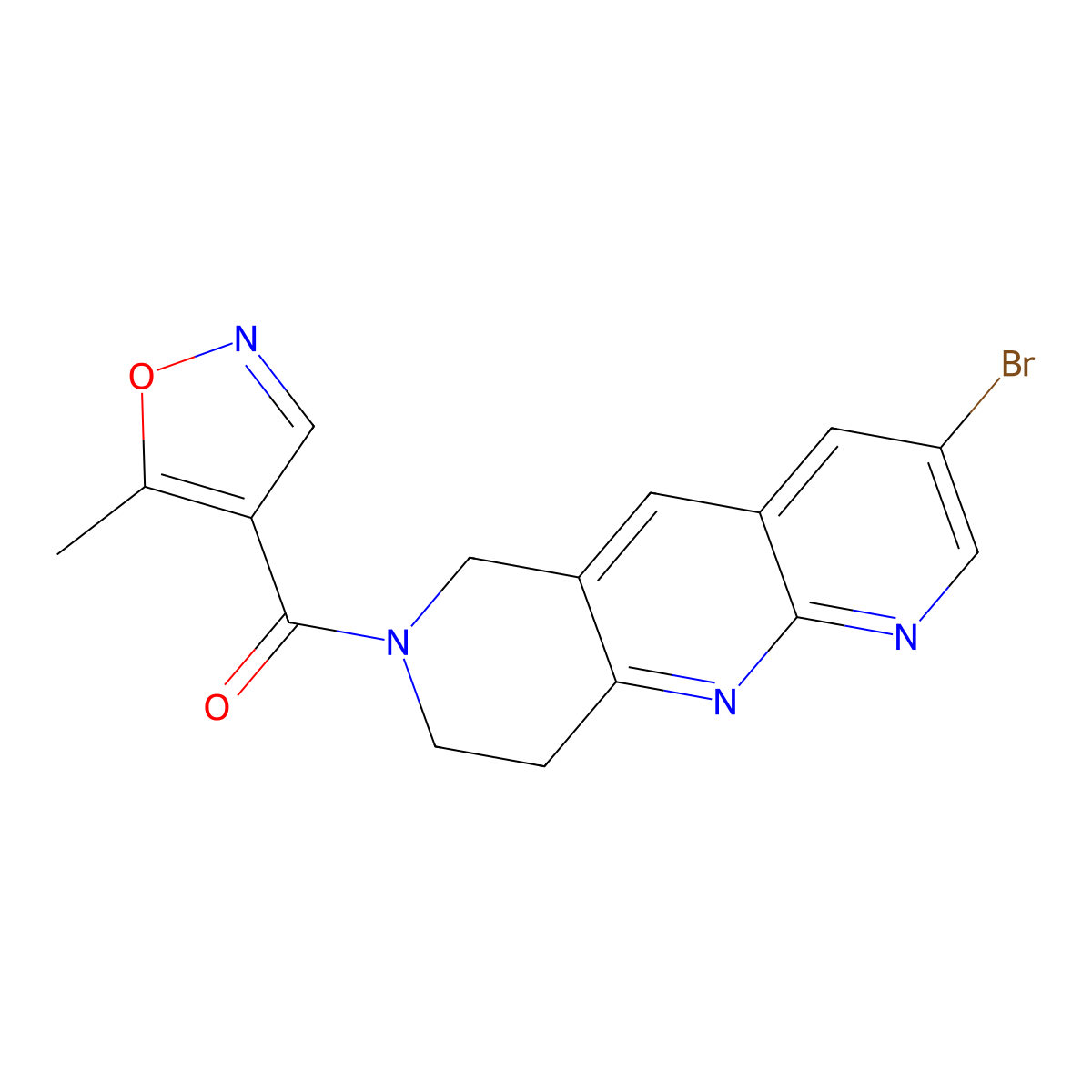4-{3-bromo-6H,7H,8H,9H-pyrido[2,3-b]1,6-naphthyridine-7-carbonyl}-5-methyl-1,2-oxazole molecular structure, CAS 2770579-66-1