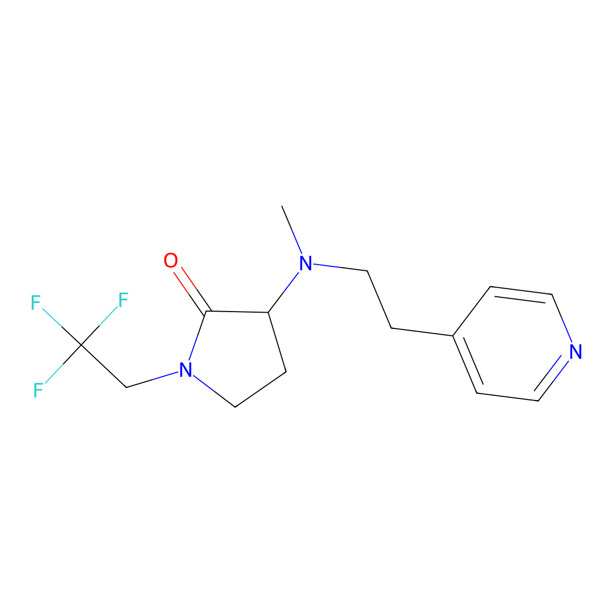 3-{Methyl[2-(pyridin-4-yl)ethyl]amino}-1-(2,2,2-trifluoroethyl)pyrrolidin-2-one molecular structure, CAS 2770579-68-3