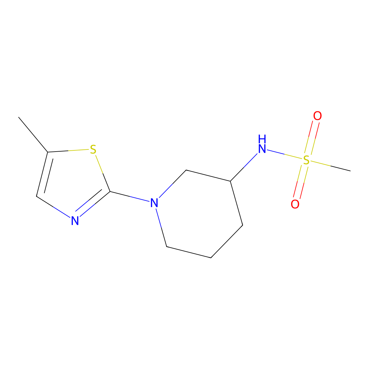 N-[1-(5-methyl-1,3-thiazol-2-yl)piperidin-3-yl]methanesulfonamide molecular structure, CAS 2770579-75-2