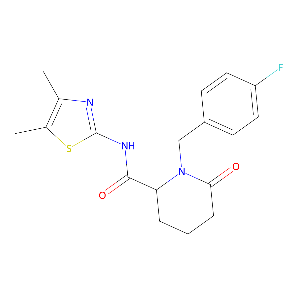 N-(4,5-dimethyl-1,3-thiazol-2-yl)-1-[(4-fluorophenyl)methyl]-6-oxopiperidine-2-carboxamide molecular structure, CAS 2770579-76-3