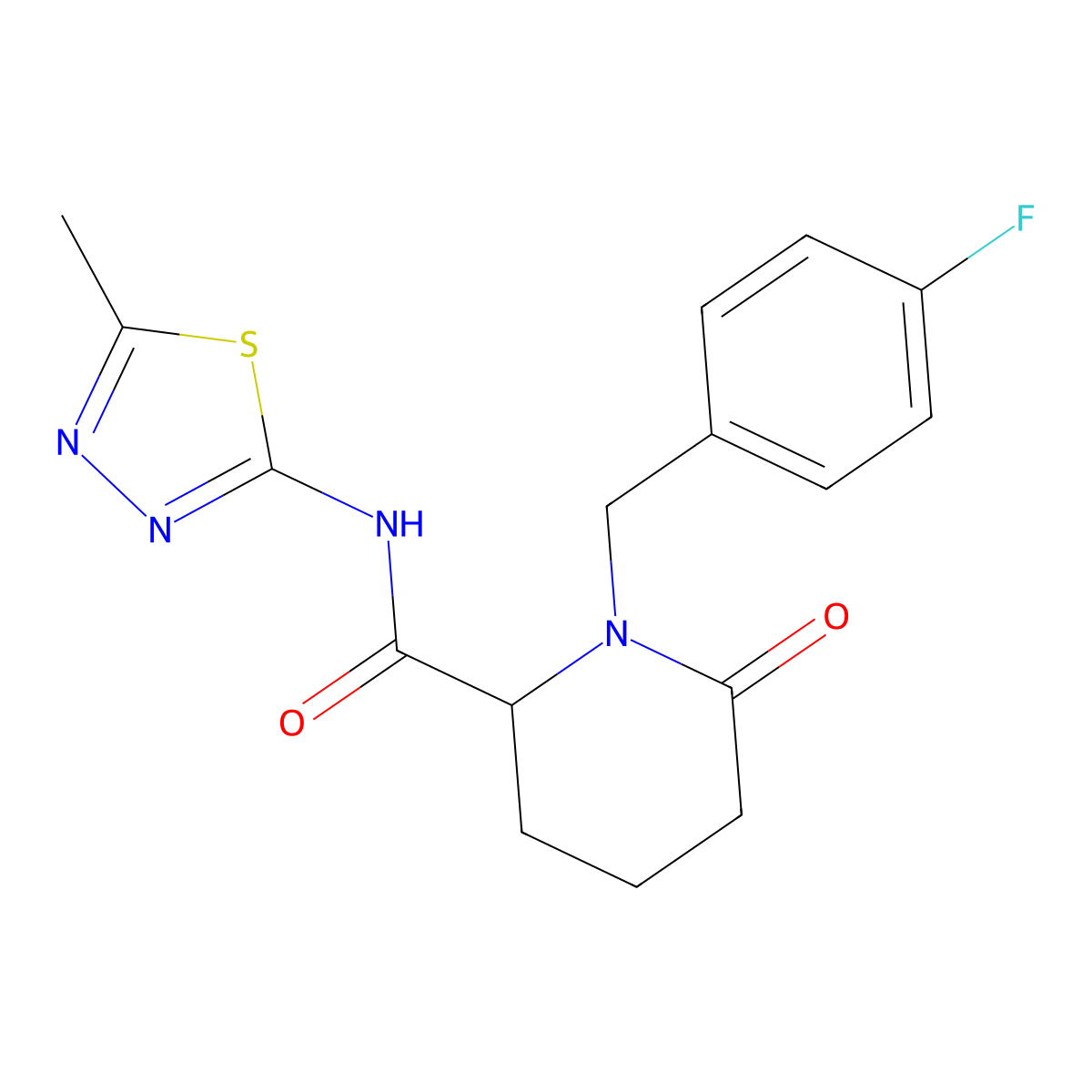 1-[(4-fluorophenyl)methyl]-N-(5-methyl-1,3,4-thiadiazol-2-yl)-6-oxopiperidine-2-carboxamide molecular structure, CAS 2770579-77-4