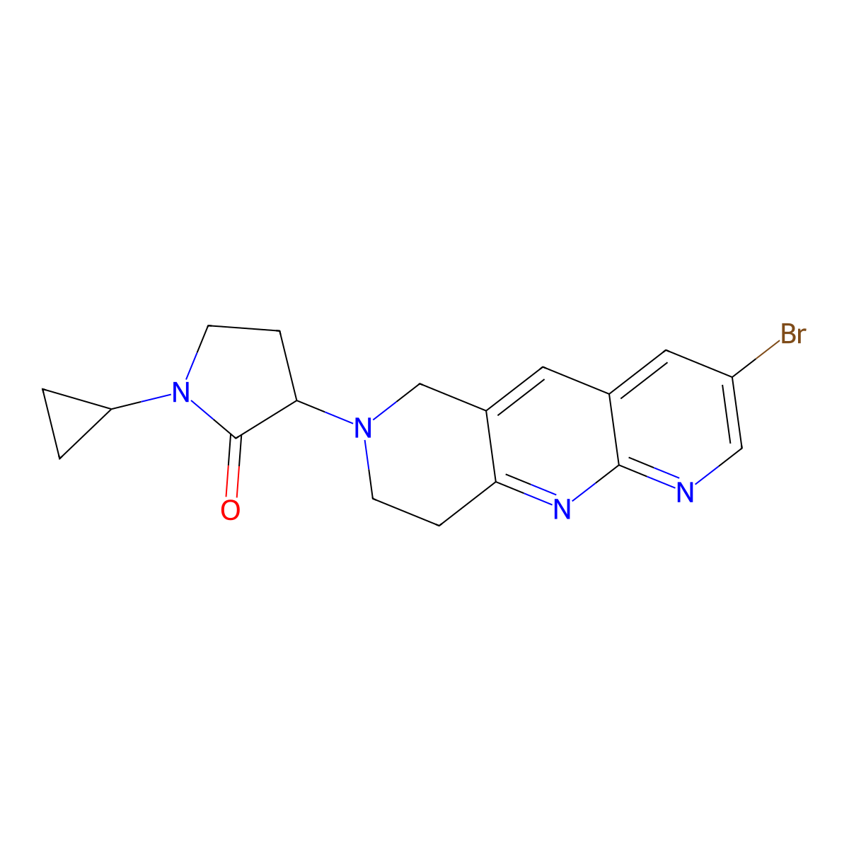 3-{3-bromo-6H,7H,8H,9H-pyrido[2,3-b]1,6-naphthyridin-7-yl}-1-cyclopropylpyrrolidin-2-one molecular structure, CAS 2770579-91-2
