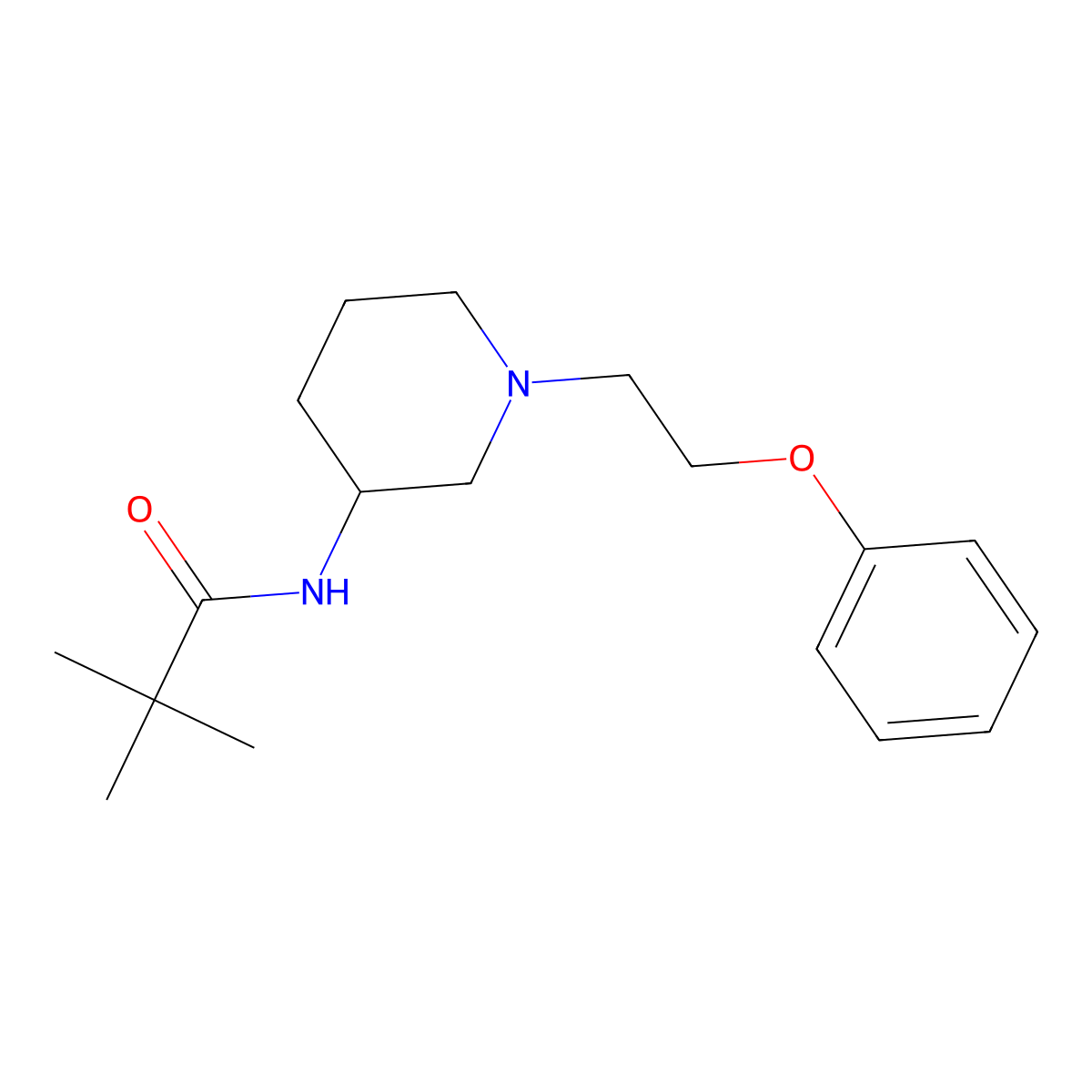 2,2-dimethyl-N-[1-(2-phenoxyethyl)piperidin-3-yl]propanamide molecular structure, CAS 2770579-95-6