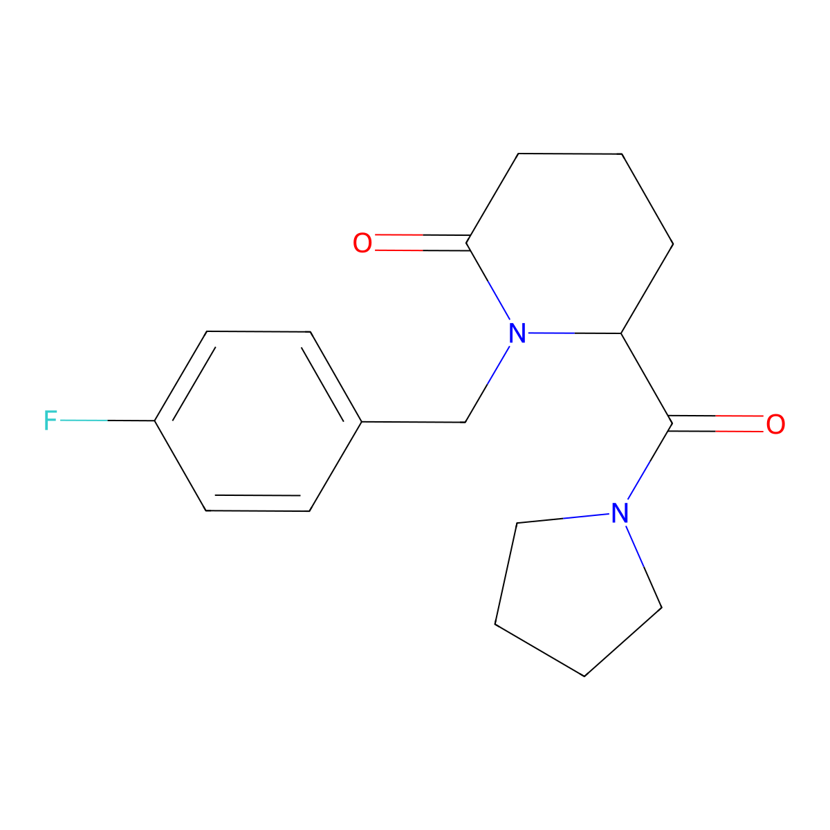 1-[(4-Fluorophenyl)methyl]-6-(pyrrolidine-1-carbonyl)piperidin-2-one molecular structure, CAS 2770579-96-7