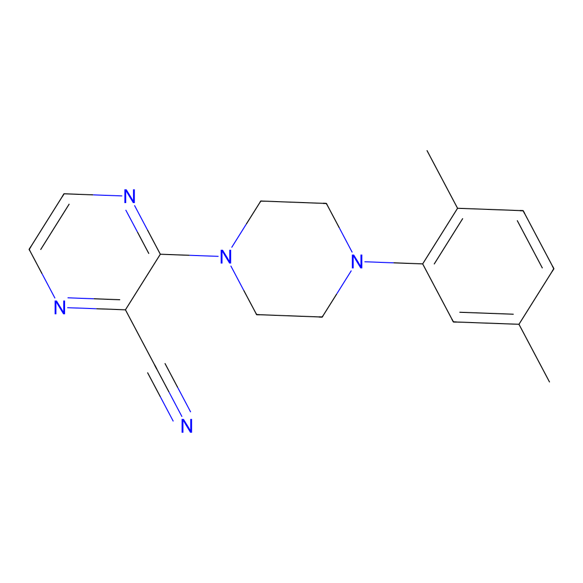 3-[4-(2,5-Dimethylphenyl)piperazin-1-yl]pyrazine-2-carbonitrile molecular structure, CAS 2770579-98-9