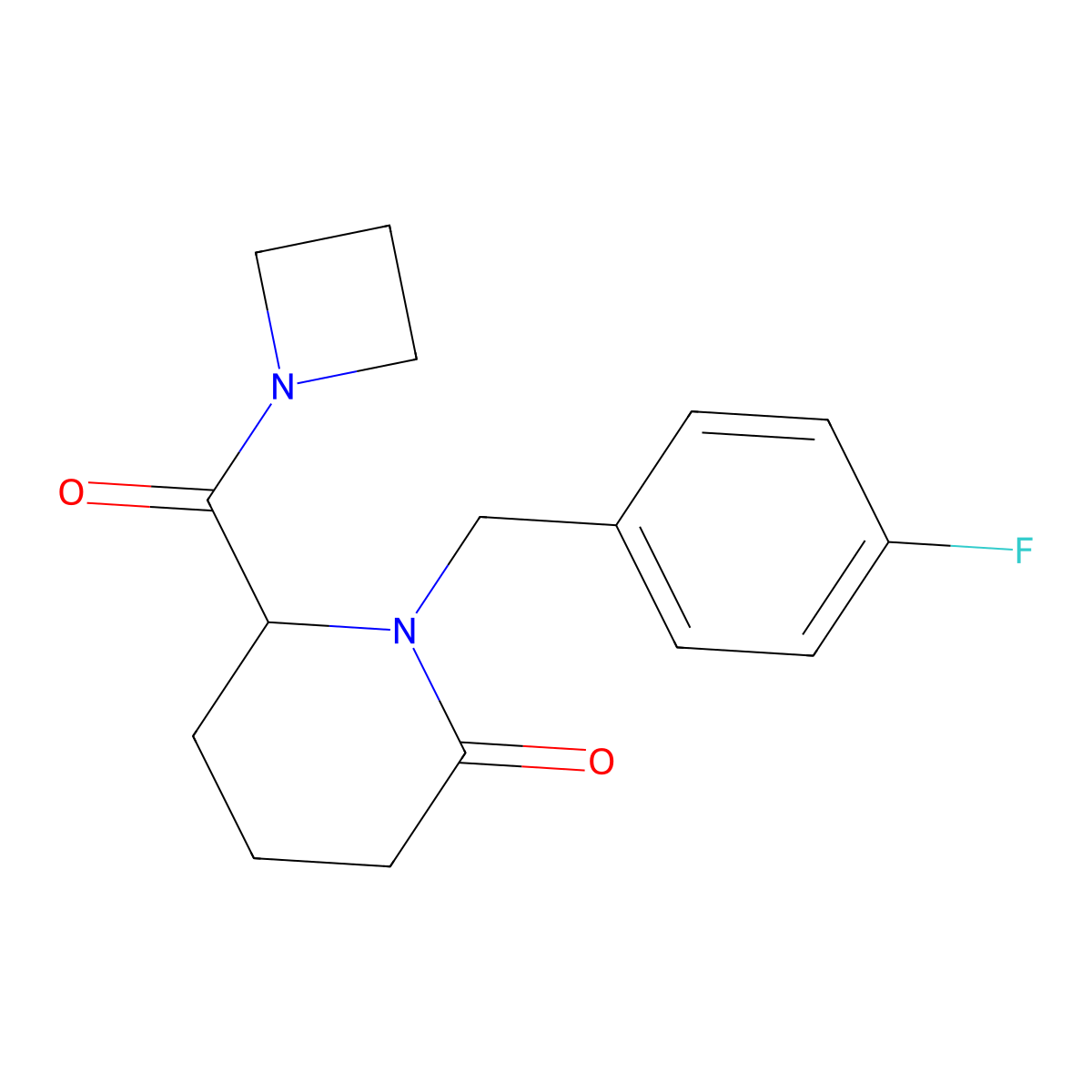 6-(Azetidine-1-carbonyl)-1-[(4-fluorophenyl)methyl]piperidin-2-one molecular structure, CAS 2770579-99-0