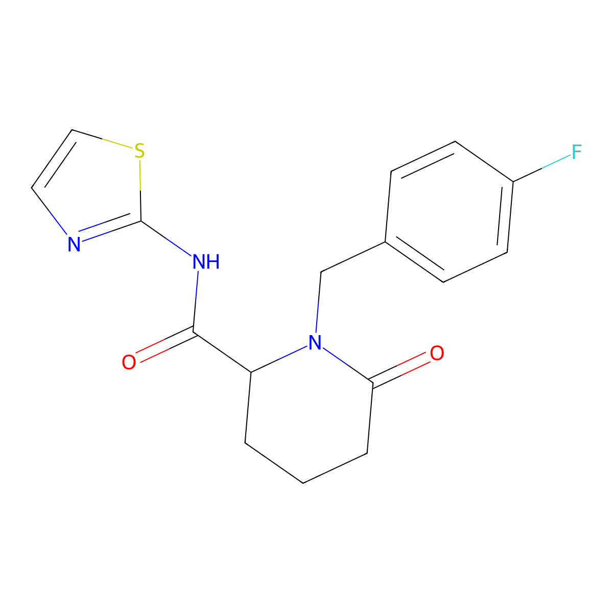 1-[(4-fluorophenyl)methyl]-6-oxo-N-(1,3-thiazol-2-yl)piperidine-2-carboxamide molecular structure, CAS 2770580-04-4