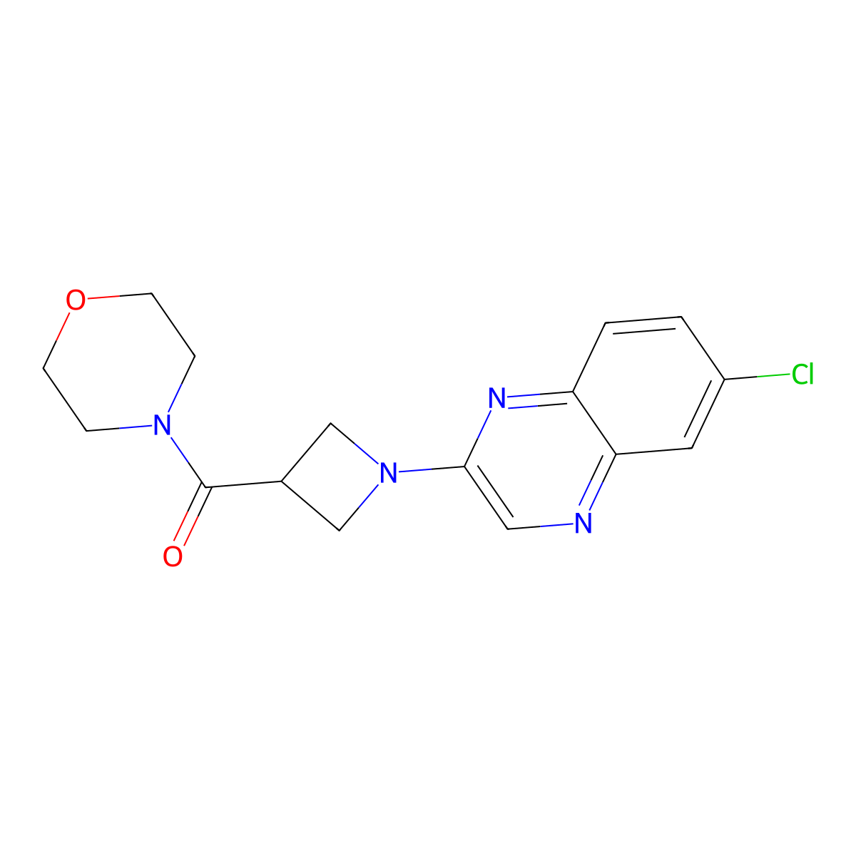 6-Chloro-2-[3-(morpholine-4-carbonyl)azetidin-1-yl]quinoxaline molecular structure, CAS 2770580-13-5