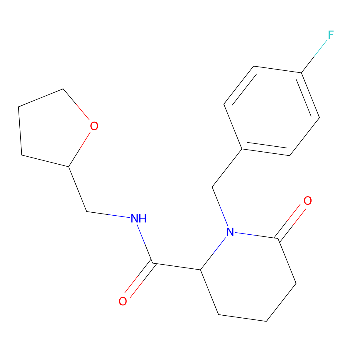 1-[(4-fluorophenyl)methyl]-6-oxo-N-[(oxolan-2-yl)methyl]piperidine-2-carboxamide molecular structure, CAS 2770580-14-6