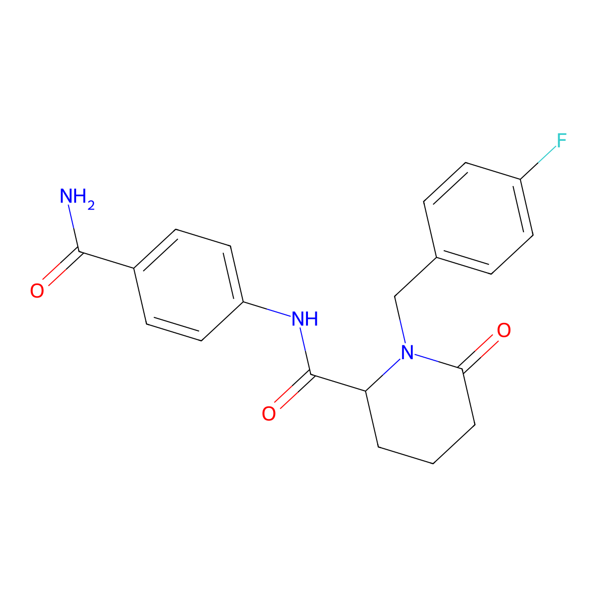 N-(4-carbamoylphenyl)-1-[(4-fluorophenyl)methyl]-6-oxopiperidine-2-carboxamide molecular structure, CAS 2770580-15-7