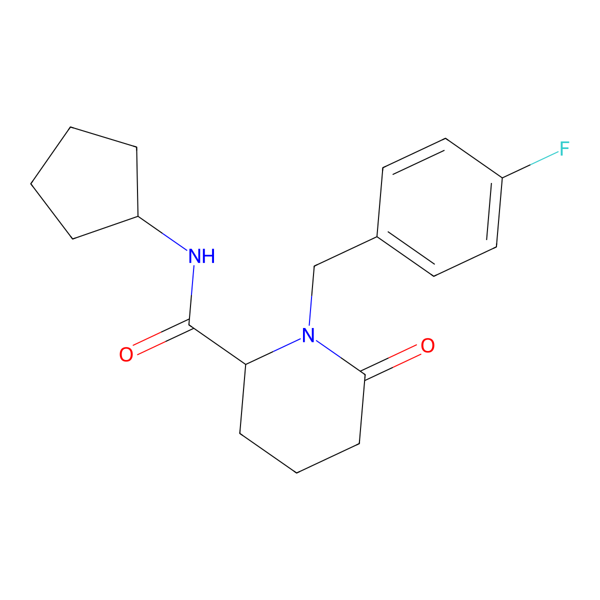 N-cyclopentyl-1-[(4-fluorophenyl)methyl]-6-oxopiperidine-2-carboxamide molecular structure, CAS 2770580-17-9