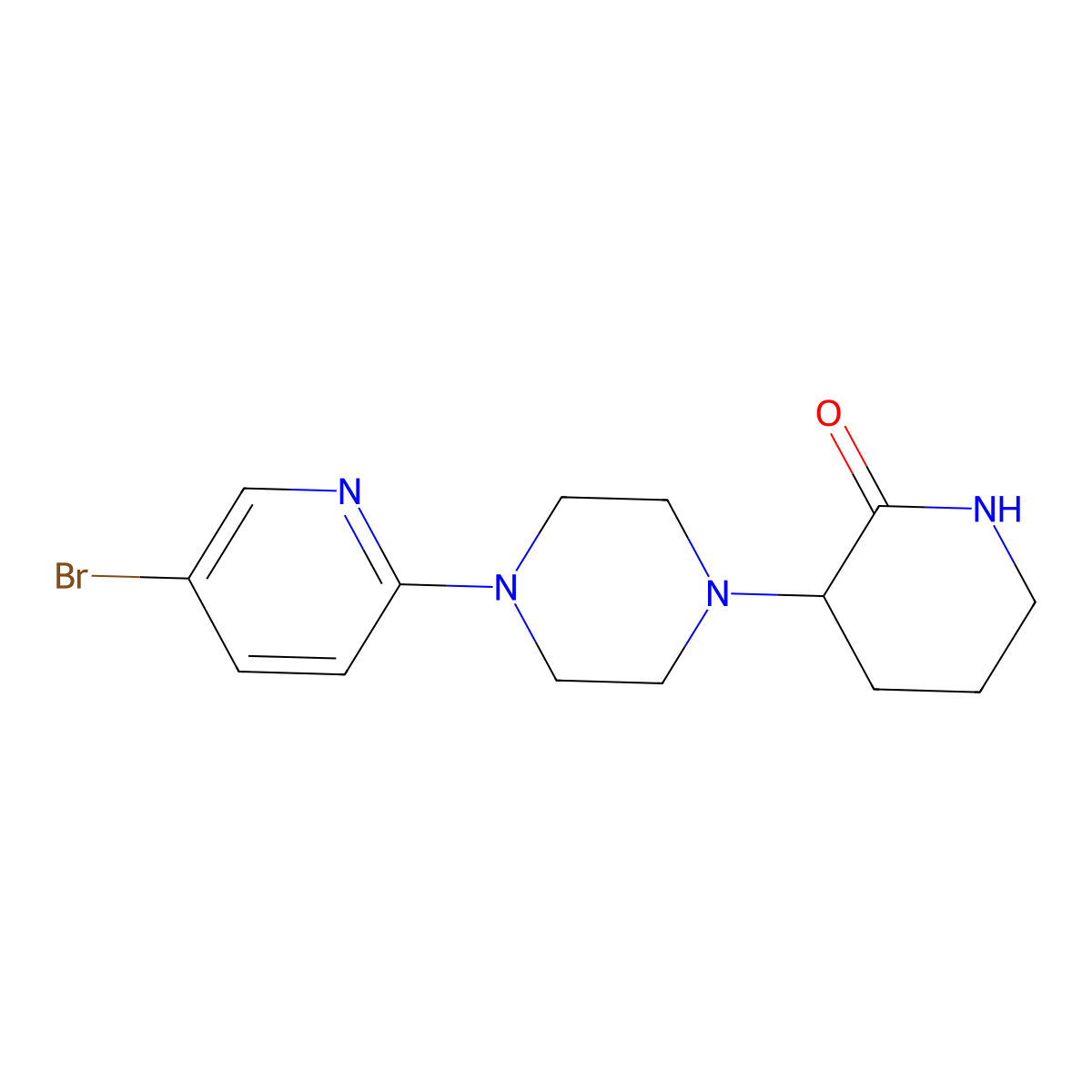 3-[4-(5-Bromopyridin-2-yl)piperazin-1-yl]piperidin-2-one molecular structure, CAS 2770580-21-5
