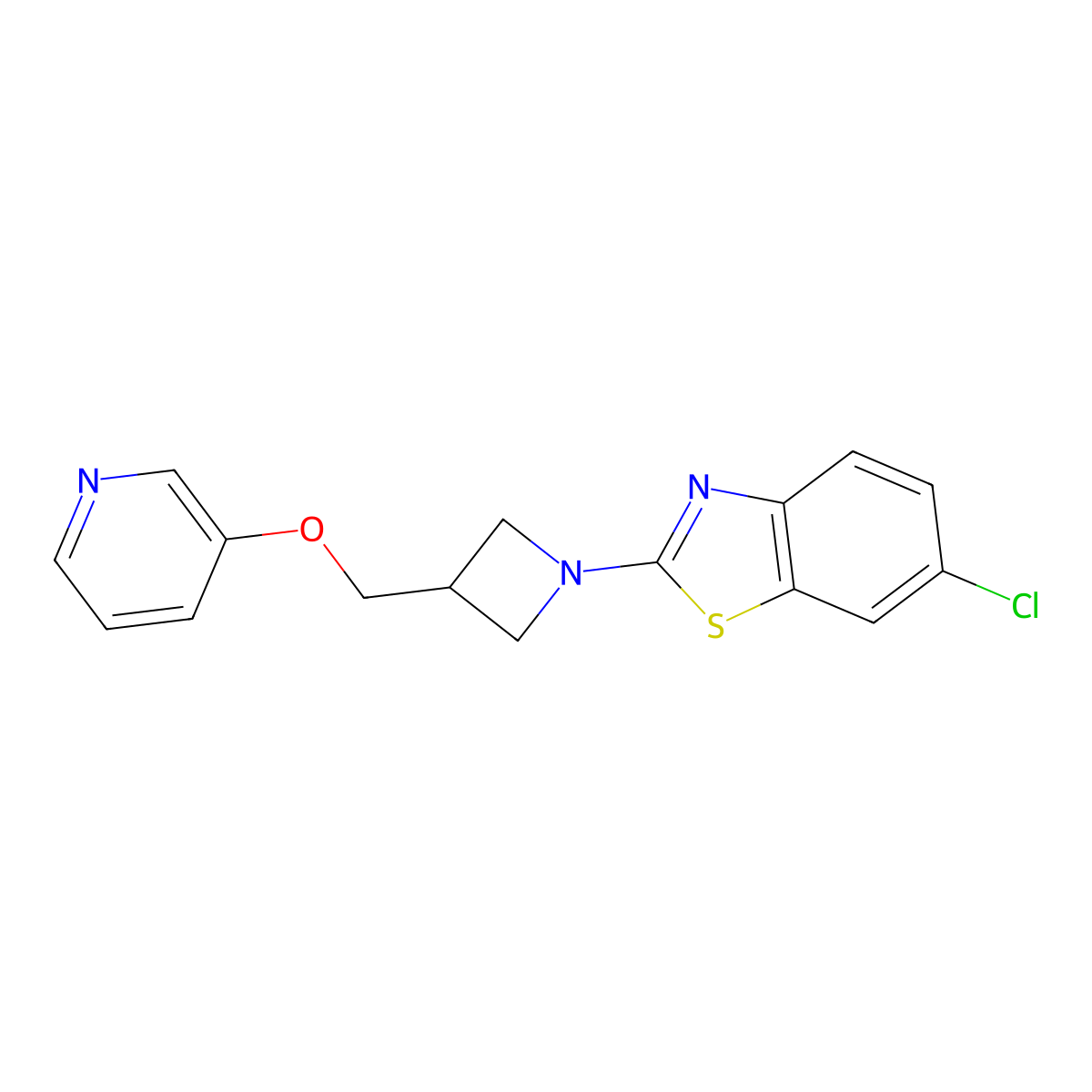 6-Chloro-2-{3-[(pyridin-3-yloxy)methyl]azetidin-1-yl}-1,3-benzothiazole molecular structure, CAS 2770580-22-6