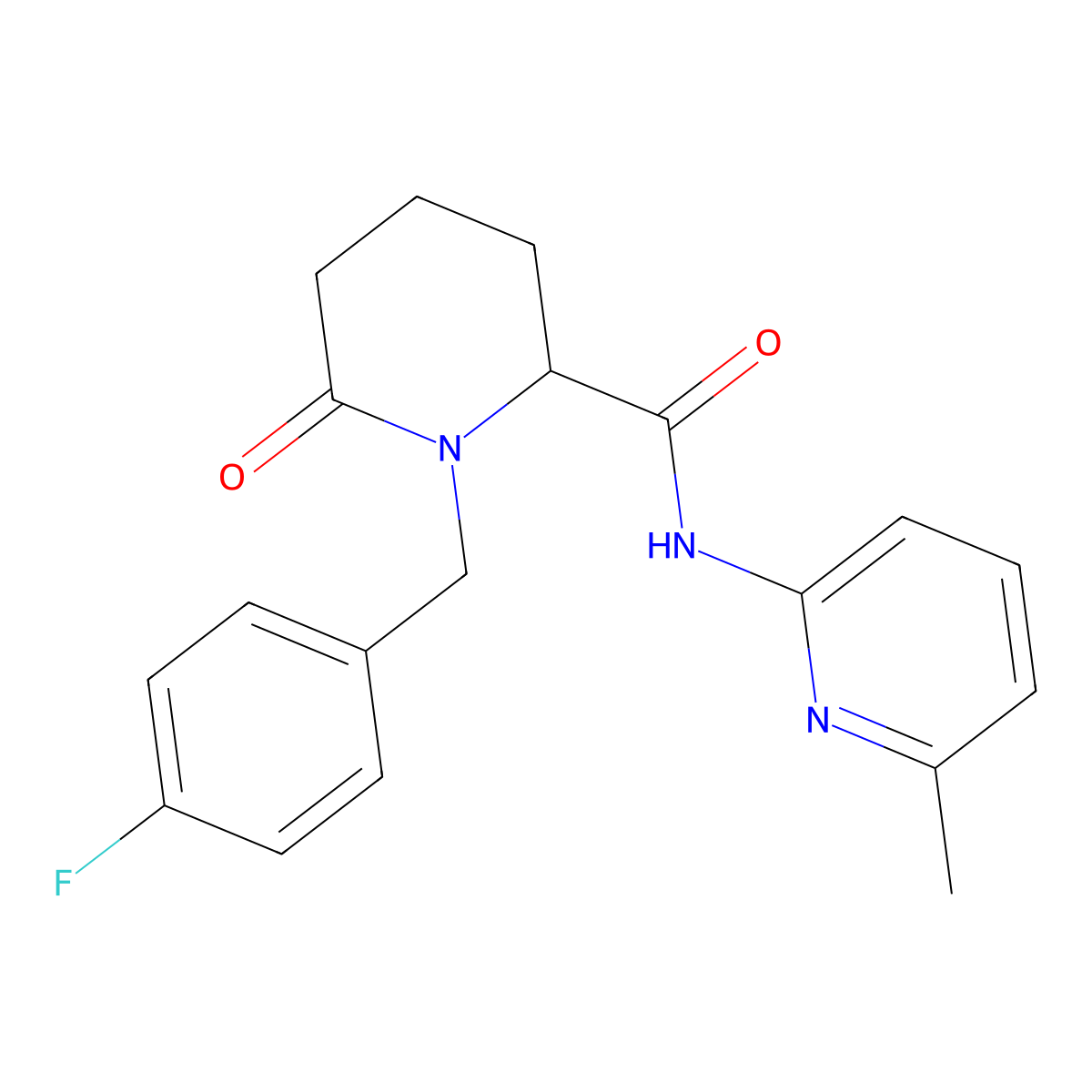 1-[(4-fluorophenyl)methyl]-N-(6-methylpyridin-2-yl)-6-oxopiperidine-2-carboxamide molecular structure, CAS 2770580-23-7
