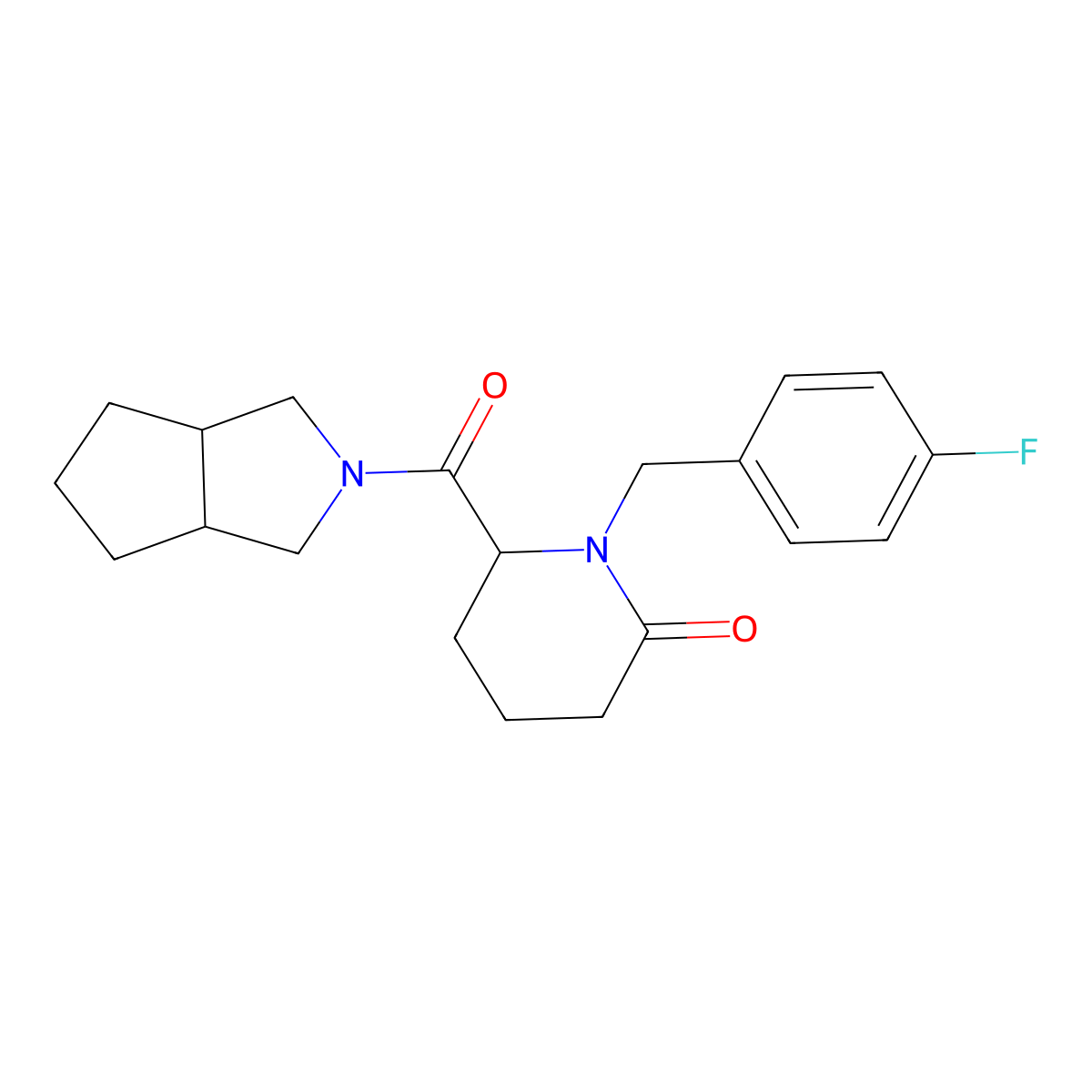 1-[(4-Fluorophenyl)methyl]-6-{octahydrocyclopenta[c]pyrrole-2-carbonyl}piperidin-2-one molecular structure, CAS 2770580-25-9