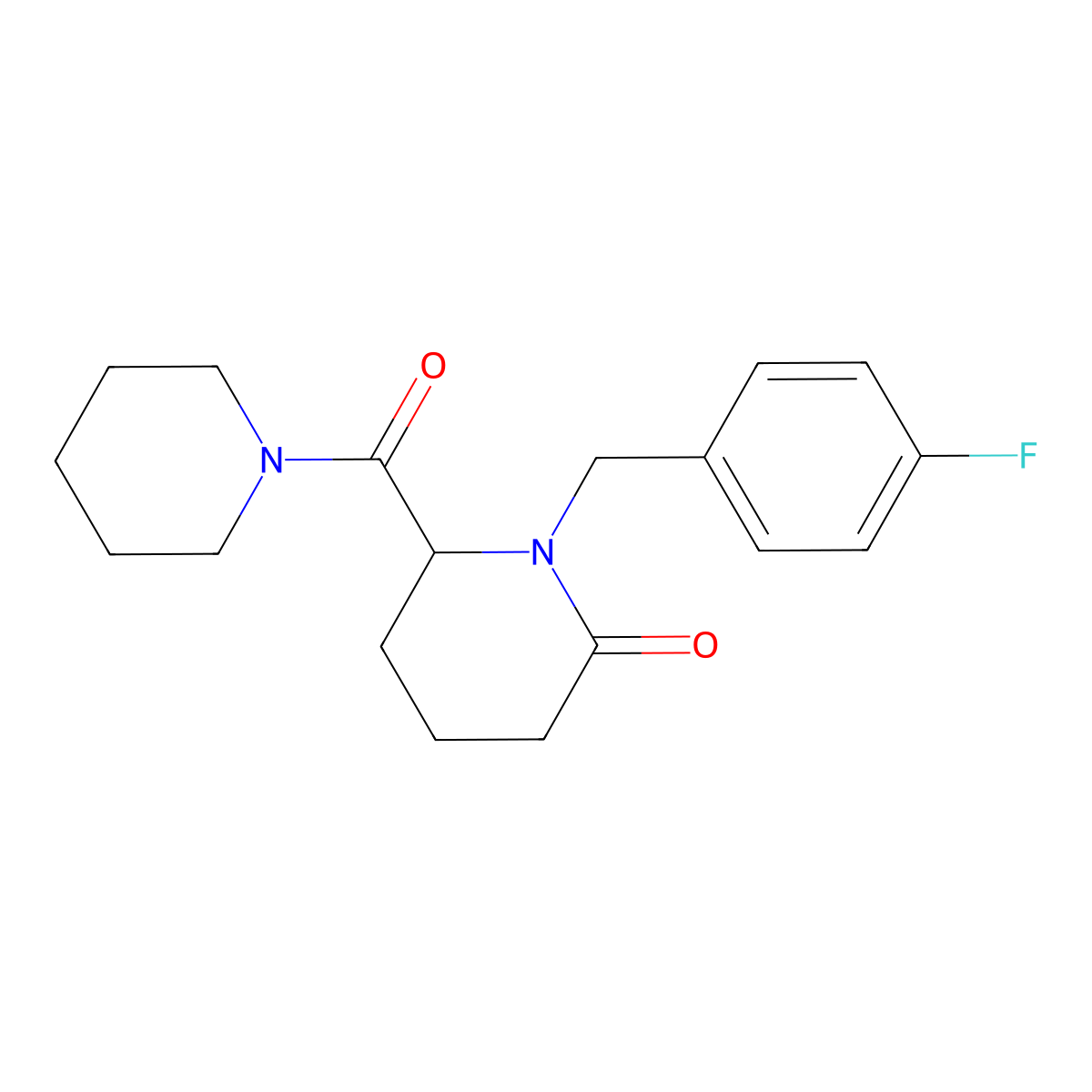 1-[(4-Fluorophenyl)methyl]-6-(piperidine-1-carbonyl)piperidin-2-one molecular structure, CAS 2770580-26-0