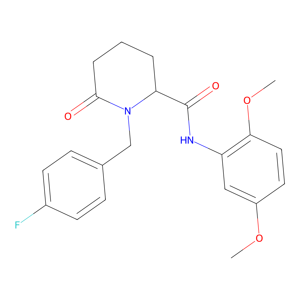 N-(2,5-dimethoxyphenyl)-1-[(4-fluorophenyl)methyl]-6-oxopiperidine-2-carboxamide molecular structure, CAS 2770580-31-7