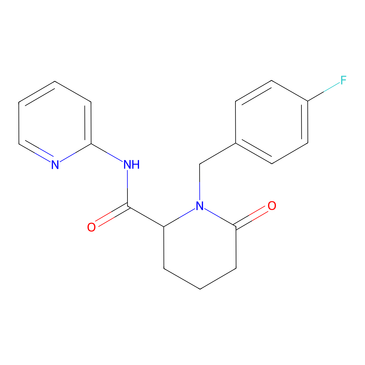 1-[(4-fluorophenyl)methyl]-6-oxo-N-(pyridin-2-yl)piperidine-2-carboxamide molecular structure, CAS 2770580-32-8