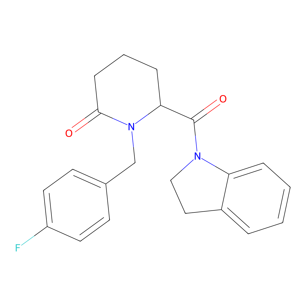6-(2,3-dihydro-1H-indole-1-carbonyl)-1-[(4-fluorophenyl)methyl]piperidin-2-one molecular structure, CAS 2770580-34-0