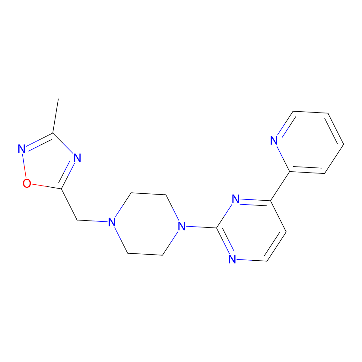 2-{4-[(3-Methyl-1,2,4-oxadiazol-5-yl)methyl]piperazin-1-yl}-4-(pyridin-2-yl)pyrimidine molecular structure, CAS 2770580-37-3