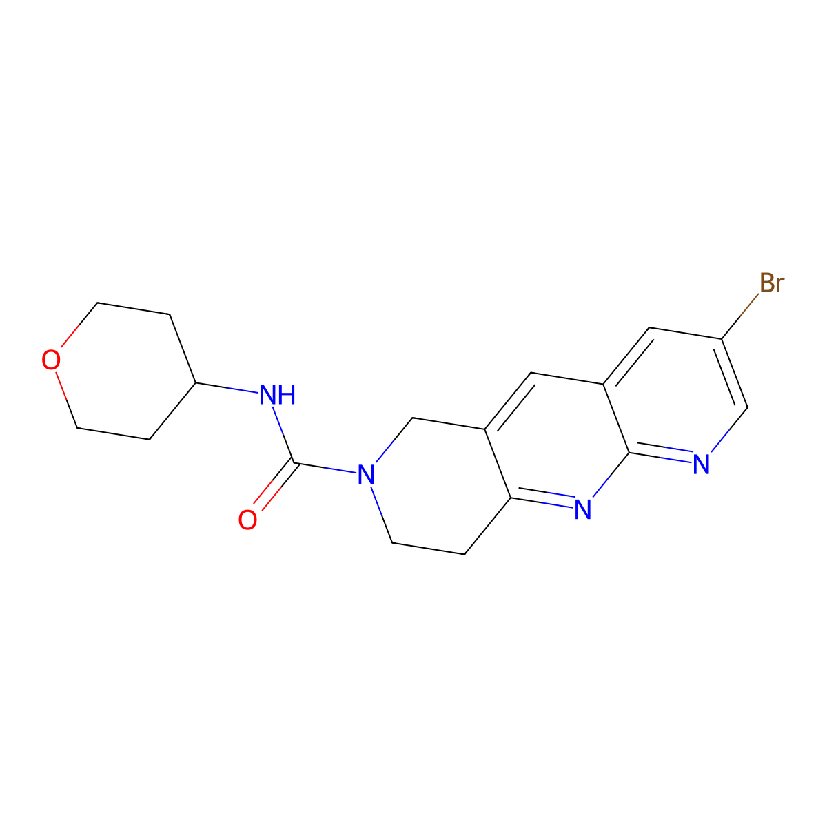 3-bromo-N-(oxan-4-yl)-6H,7H,8H,9H-pyrido[2,3-b]1,6-naphthyridine-7-carboxamide molecular structure, CAS 2770580-38-4