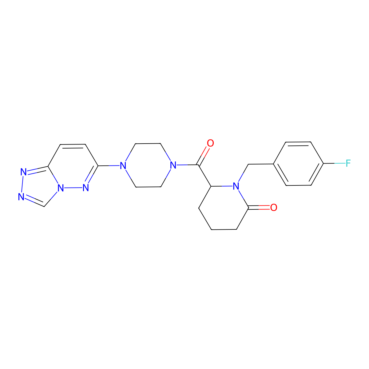 1-[(4-Fluorophenyl)methyl]-6-(4-{[1,2,4]triazolo[4,3-b]pyridazin-6-yl}piperazine-1-carbonyl)piperidin-2-one molecular structure, CAS 2770580-39-5