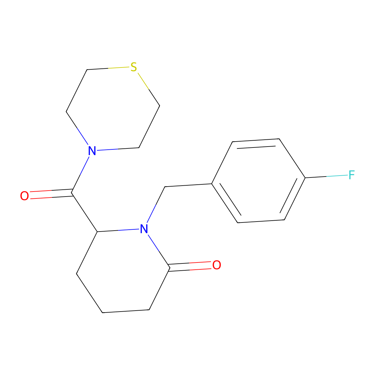 1-[(4-Fluorophenyl)methyl]-6-(thiomorpholine-4-carbonyl)piperidin-2-one molecular structure, CAS 2770580-40-8