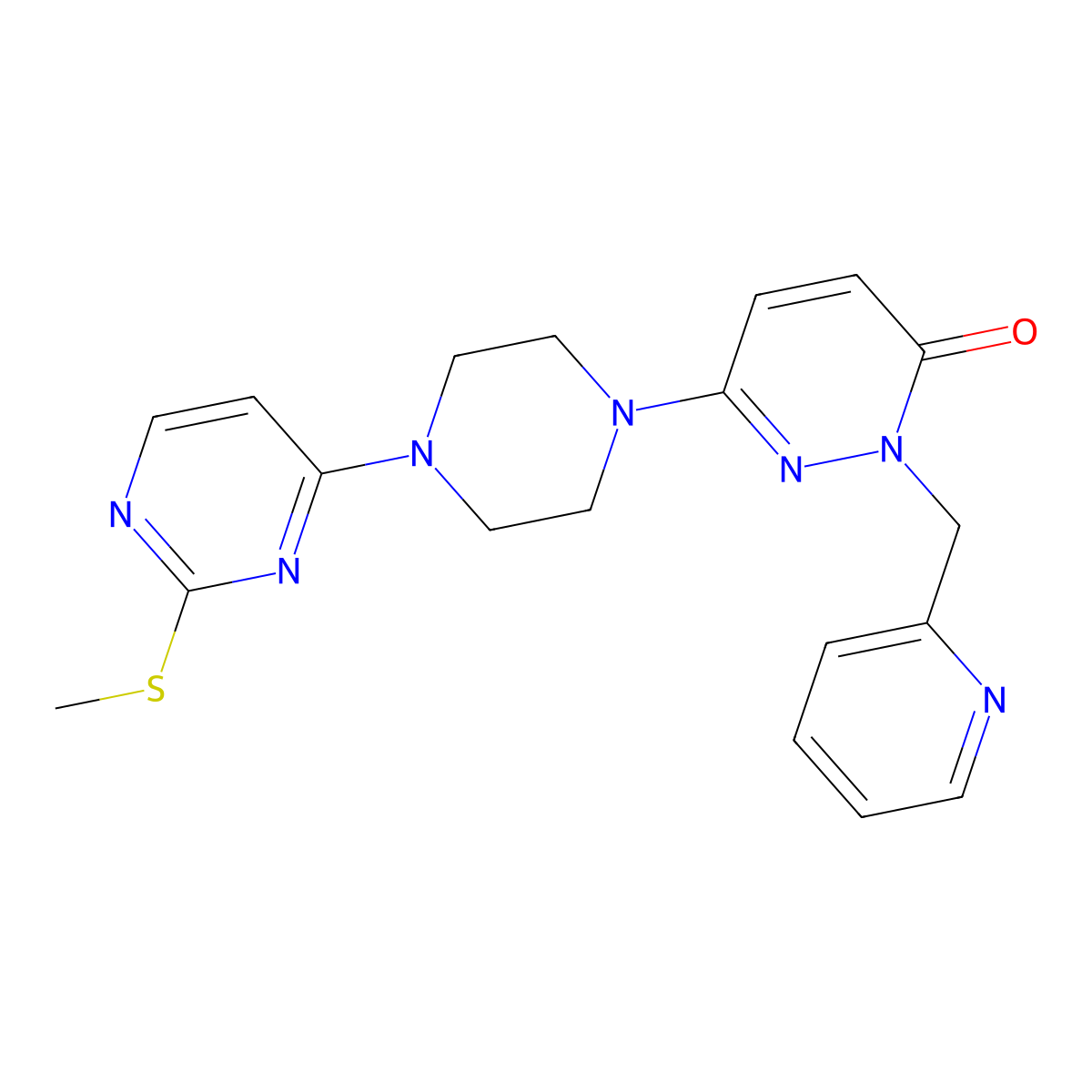 6-{4-[2-(Methylsulfanyl)pyrimidin-4-yl]piperazin-1-yl}-2-[(pyridin-2-yl)methyl]-2,3-dihydropyridazin-3-one molecular structure, CAS 2770580-41-9
