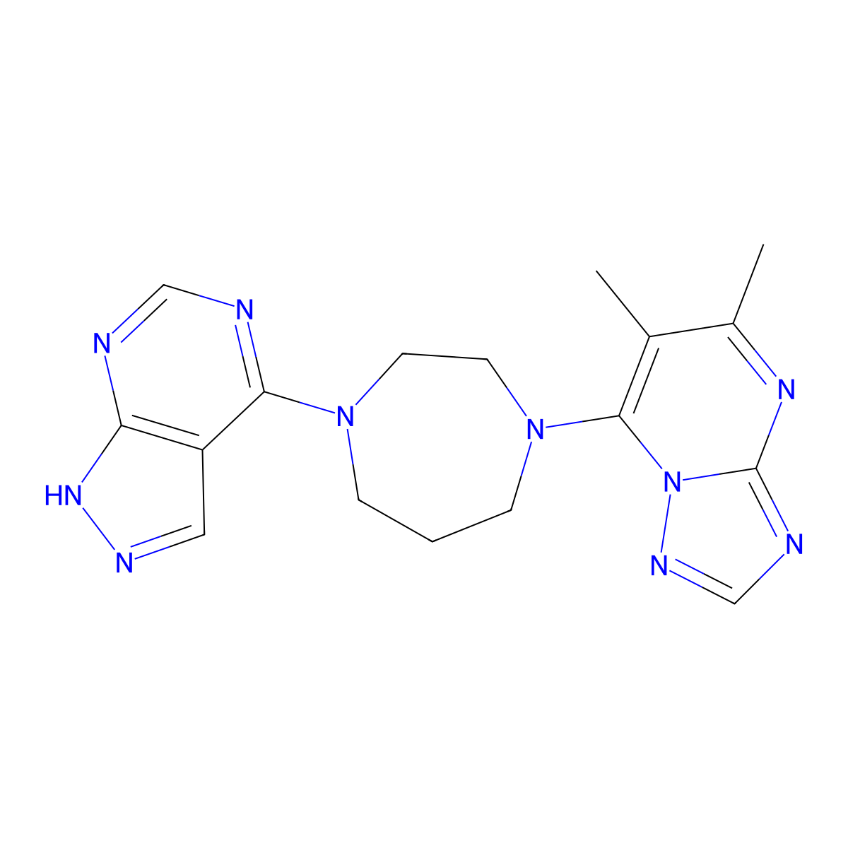 1-{5,6-dimethyl-[1,2,4]triazolo[1,5-a]pyrimidin-7-yl}-4-{1H-pyrazolo[3,4-d]pyrimidin-4-yl}-1,4-diazepane molecular structure, CAS 2770580-44-2