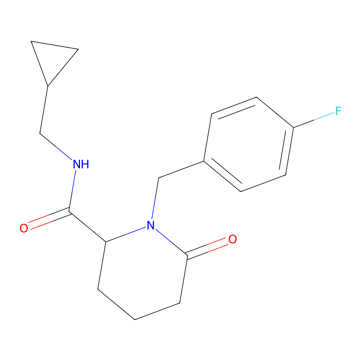 N-(cyclopropylmethyl)-1-[(4-fluorophenyl)methyl]-6-oxopiperidine-2-carboxamide molecular structure, CAS 2770580-47-5