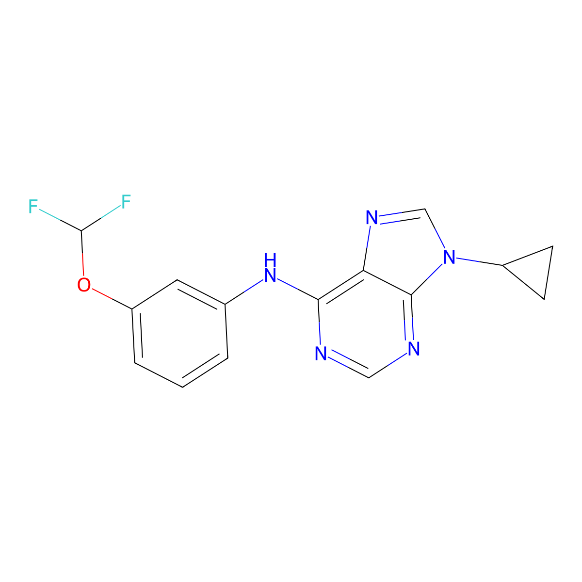 9-cyclopropyl-N-[3-(difluoromethoxy)phenyl]-9H-purin-6-amine molecular structure, CAS 2770580-50-0