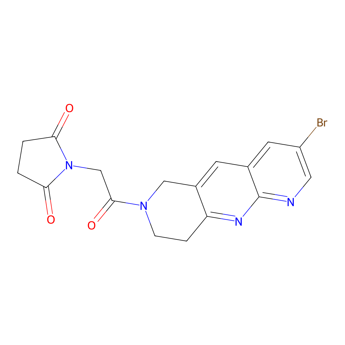 1-(2-{3-bromo-6H,7H,8H,9H-pyrido[2,3-b]1,6-naphthyridin-7-yl}-2-oxoethyl)pyrrolidine-2,5-dione molecular structure, CAS 2770580-52-2