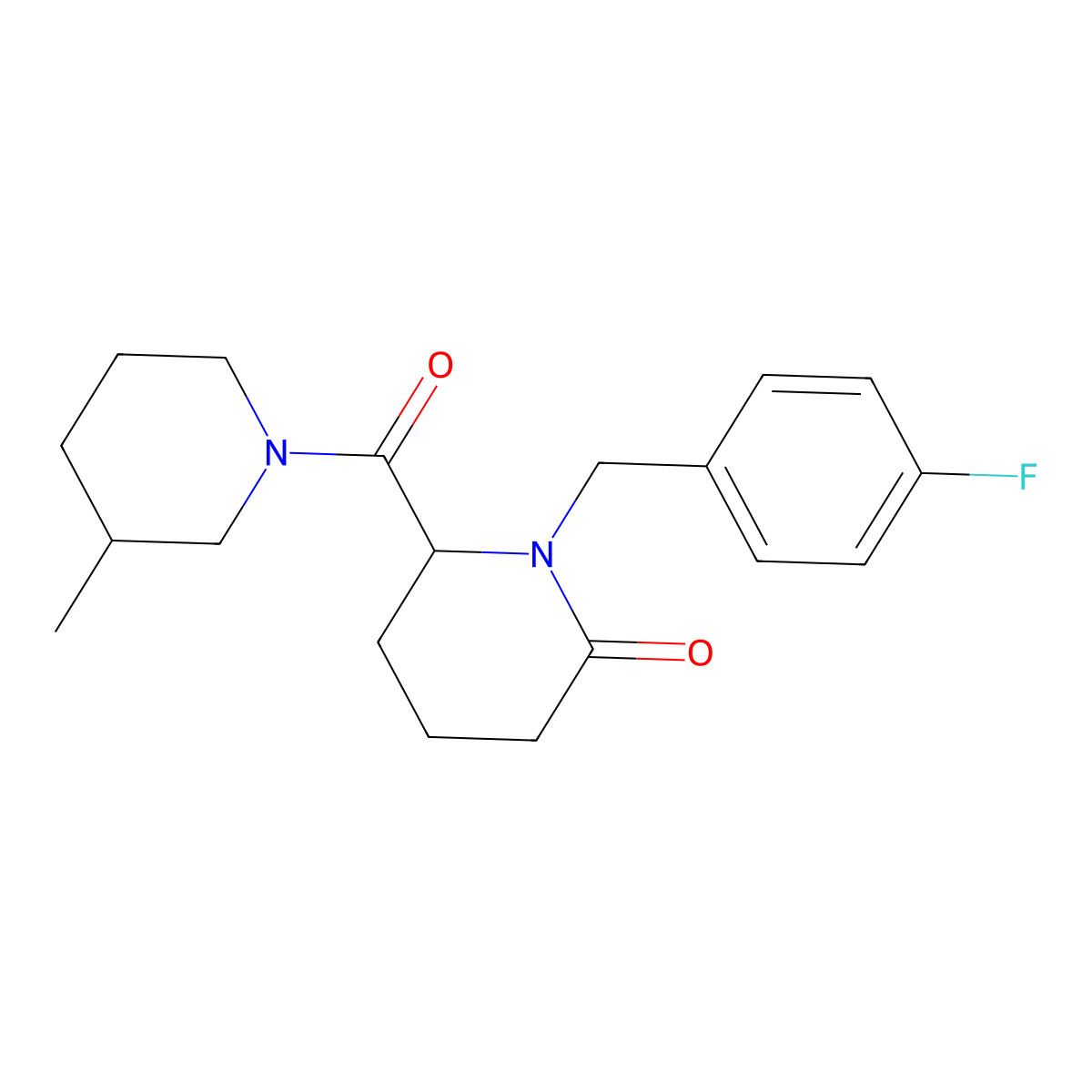 1-[(4-Fluorophenyl)methyl]-6-(3-methylpiperidine-1-carbonyl)piperidin-2-one molecular structure, CAS 2770580-53-3