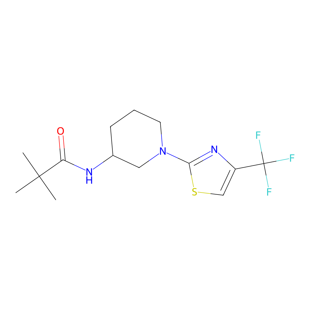 2,2-dimethyl-N-{1-[4-(trifluoromethyl)-1,3-thiazol-2-yl]piperidin-3-yl}propanamide molecular structure, CAS 2770580-54-4