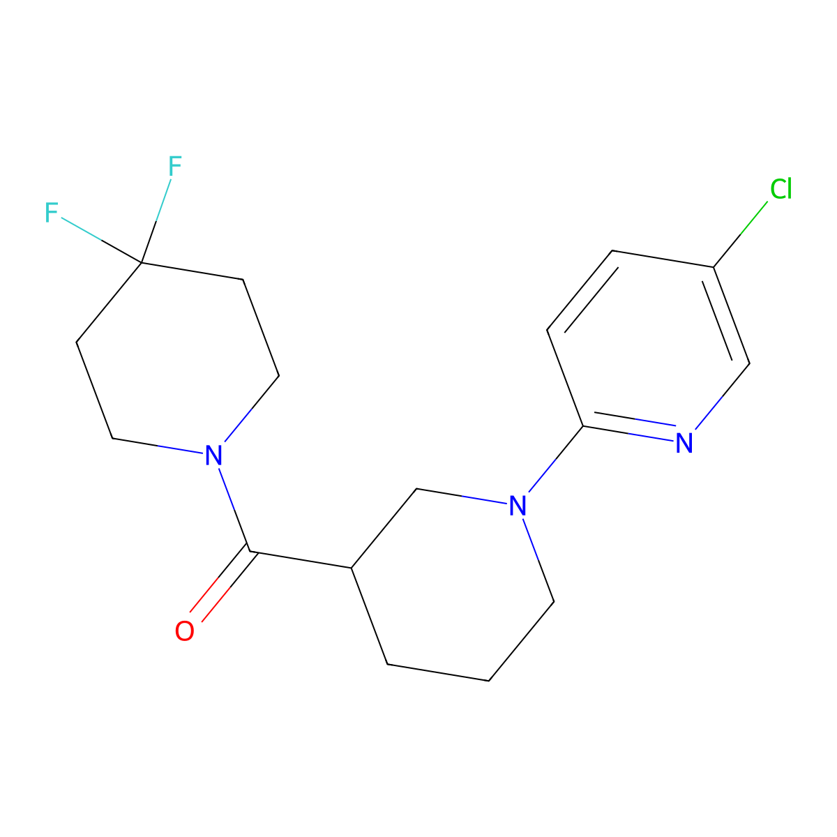 5-Chloro-2-[3-(4,4-difluoropiperidine-1-carbonyl)piperidin-1-yl]pyridine molecular structure, CAS 2770580-60-2