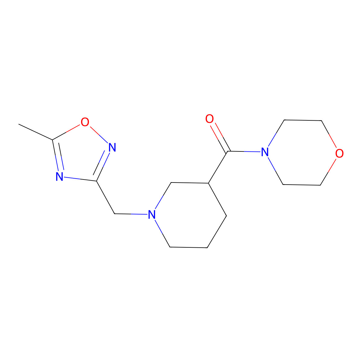 4-{1-[(5-Methyl-1,2,4-oxadiazol-3-yl)methyl]piperidine-3-carbonyl}morpholine molecular structure, CAS 2770580-64-6