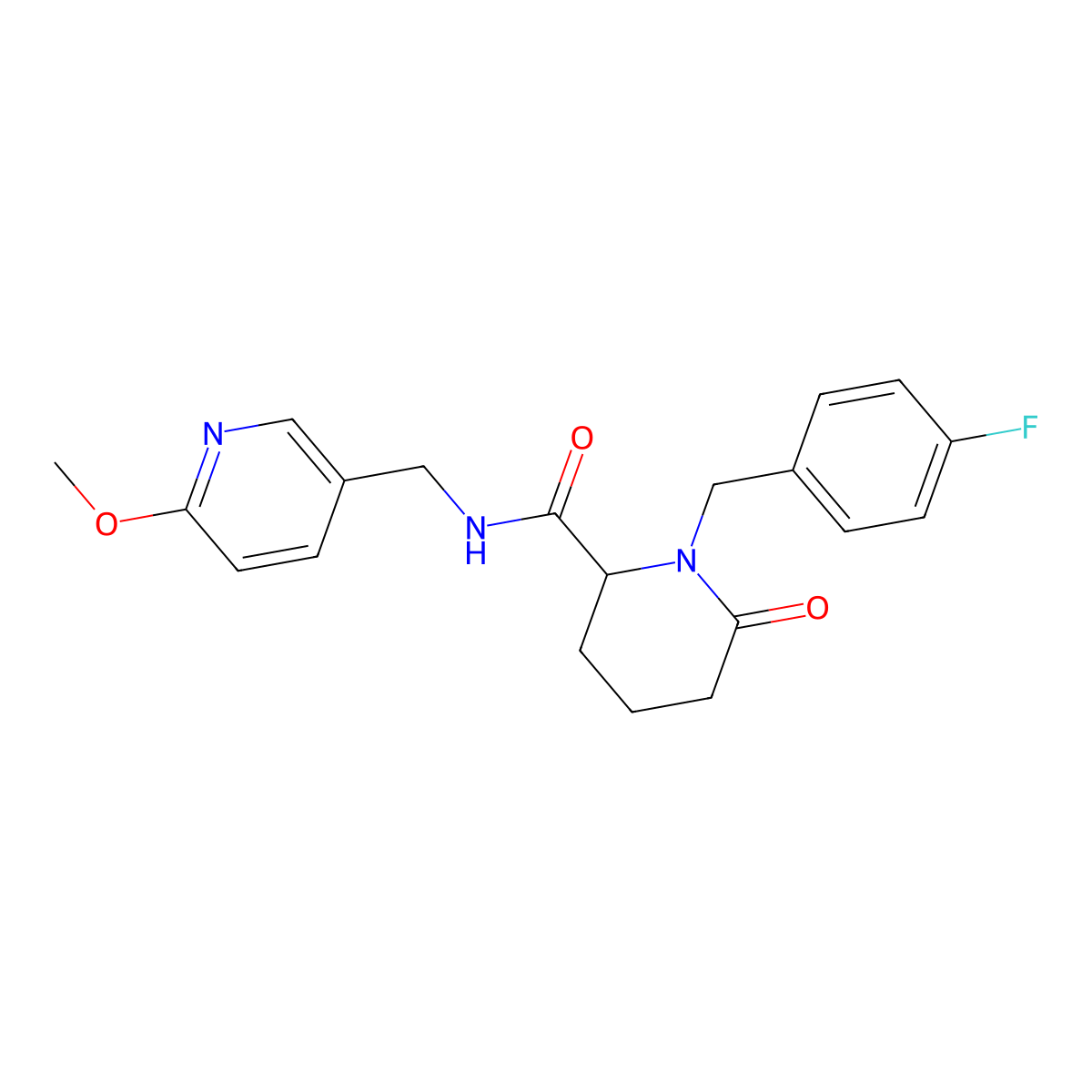 1-[(4-fluorophenyl)methyl]-N-[(6-methoxypyridin-3-yl)methyl]-6-oxopiperidine-2-carboxamide molecular structure, CAS 2770580-65-7