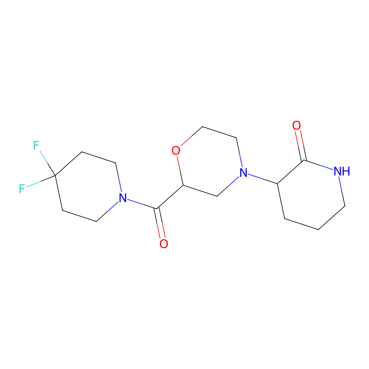 3-[2-(4,4-Difluoropiperidine-1-carbonyl)morpholin-4-yl]piperidin-2-one molecular structure, CAS 2770580-68-0