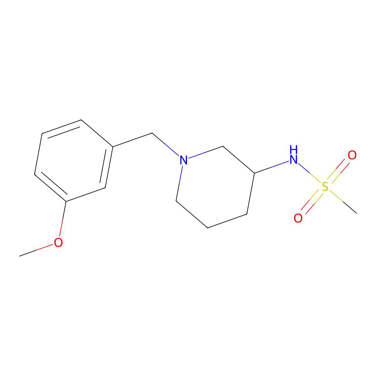 N-{1-[(3-methoxyphenyl)methyl]piperidin-3-yl}methanesulfonamide molecular structure, CAS 2770580-69-1