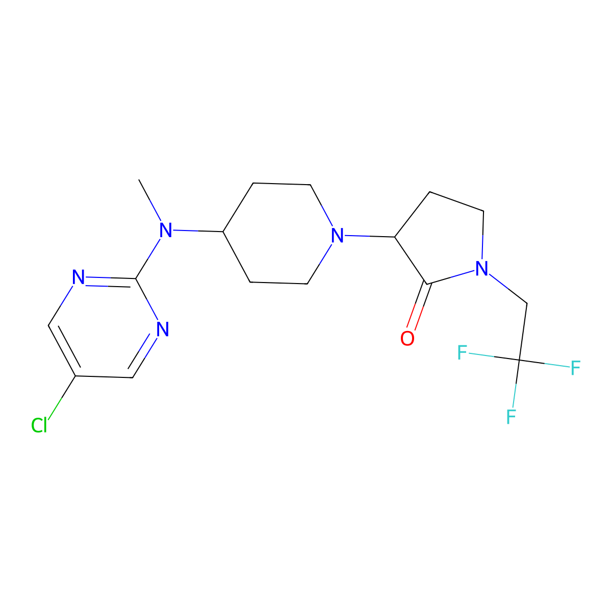 3-{4-[(5-Chloropyrimidin-2-yl)(methyl)amino]piperidin-1-yl}-1-(2,2,2-trifluoroethyl)pyrrolidin-2-one molecular structure, CAS 2770580-75-9