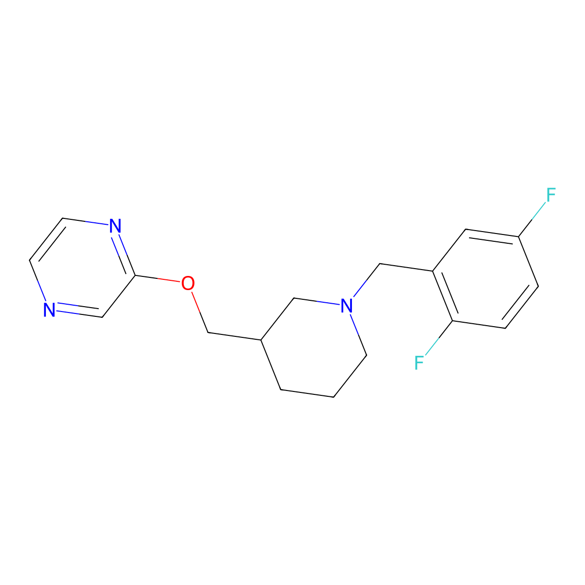 2-({1-[(2,5-Difluorophenyl)methyl]piperidin-3-yl}methoxy)pyrazine molecular structure, CAS 2770580-77-1